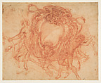 Design for the Coat of Arms of a Cardinal with three Angels, Pietro da Cortona (Pietro Berrettini) Italian, Red chalk