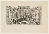Rocaille Cartouche with the Abduction of Helen of Troy, from "'Livre D'Ornemens Inventes & Dessines Par J. O. Meissonnier (...)", Obelle French, Etching, first edition