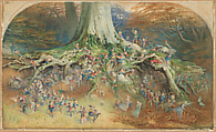 The Enchanted Tree, Richard Doyle  British, Watercolor, gouache, gummed watercolor, applied in layered, opaque and transparent washes with the underlying paper revealed in minute areas throughout the composition