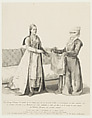 A Woman of European Descent at Galata Being Handed Her Veil by Her Servant Prior to Going Out, Jean Etienne Liotard  Swiss, Etching