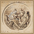 Allegory in Honor of the Arts, Gabriel de Saint-Aubin  French, Pen and brown ink, brush and brown and gray wash, with touches of violet wash and white gouache