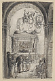 The Statue of Louis XV Seen through the Arcade of the Garde-Meuble, Gabriel de Saint-Aubin French, Pen and black and brown and ink, brush and gray wash, over black chalk with stumping and graphite underdrawing