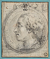 Self Portrait in a Medallion, Gabriel de Saint-Aubin  French, Black chalk with stumping, graphite, pen and gray ink