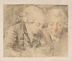 Portrait of Two Men, Gabriel de Saint-Aubin  French, Black and red chalk, with stumping