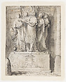 Study for a sculpture for the square of the church of Saint Genevieve, Paris, Gabriel de Saint-Aubin French, Pen and black and gray ink, brush and gray wash, over black chalk