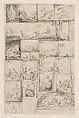 Sheet of Studies: Paintings and Drawings from the Collection of the Prince de Conti, Gabriel de Saint-Aubin  French, Pen and black ink, brush and gray wash, over black chalk