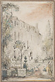 A Chateau with a Garden, Gabriel de Saint-Aubin  French, Pen and black ink, black chalk, brush and gray wash, watercolor and gouache