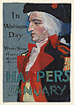 Study for Harper's January (In Washington's Day), Edward Penfield  American, Ink, watercolor, and gouache on two pieces of blue paper