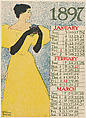 Poster Calendar 1897: January, February, March, Edward Penfield (American, Brooklyn, New York 1866–1925 Beacon, New York), Lithograph and relief process