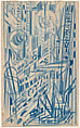 Untitled [Drawing for Stimmen der Strasse], Max Thalmann  German, Blue crayon