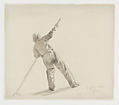 A man holding an oar (study for the painting "Copenhagen Harbor by Moonlight"), Johan Christian Dahl  Norwegian, Graphite and gray wash on wove paper