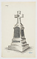 Grave Monument with Cross, No. 745, Alexander Maxwell American, Pen and ink on onion skin paper