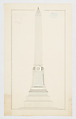 Obelisk Grave Monument, No. 901 / 920, Alexander Maxwell American, Pen and ink and blue watercolor