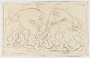 Two male heads from a drawing book, Anonymous, 18th century (?), Engraving
