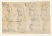 Four Studies after Giambologna's "Venus Leaving the Bath", Hans Bock the Younger (Swiss, Basel 1575–1626), Pen and brown and black ink, brush and gray wash
