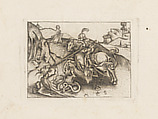 St. George and the Dragon; Designs for Goldsmiths, Israhel van Meckenem (German, Meckenem ca. 1440/45–1503 Bocholt), Engraving