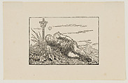 Boy Sleeping on a Grave, Christian Friedrich German, Woodcut on wove paper