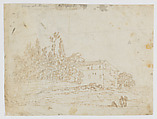 View at Rome, Richard Cooper II British, Scottish, Counterproof of an iron gall ink drawing, with graphite