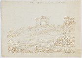 Ancient Temple – now a Church, at Rome, Richard Cooper II British, Scottish, Counterproof of an iron gall ink drawing, with graphite