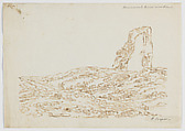 Monument–Ruin, near Rome, Richard Cooper II British, Scottish, Counterproof of an iron gall ink drawing, with graphite