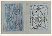 Three drawings on a folded sheet, Herbert E. Crowley (British, Eltham, Kent 1873–1937 Ascona, Switzerland), Graphite, ink, watercolor on blue paper