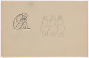 Boy Sitting in a Fetal Position and Three Women, Herbert E. Crowley  British, Graphite