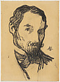 Self-Portrait, Edmond-François Aman-Jean  French, Fabricated black crayon, possibly conte crayon