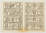 24 male dwarfs representing the trades and character types, Ildefonso Mompié Spanish, Woodcut