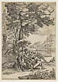 The Holy Family on the Rest on the Flight into Egypt, Giovanni Francesco Grimaldi Italian, Etching