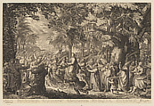 Christ Entering Jerusalem, David Vinckboons  Netherlandish, Engraving; a later state with the addresses of C.J. Visscher and P. Schenk II