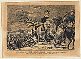 Washington Crossing the Delaware–Evening Previous to the Battle of Trenton, December 25th, 1776, Nathaniel Currier  American, Lithograph, with blue hand-coloring