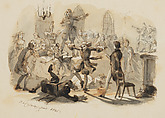 A Rowdy Party, Felix Octavius Carr Darley  American, Pen and brown and black ink, brush and wash, over graphite