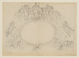 Allegorical cartouche, Felix Octavius Carr Darley  American, Graphite