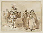 "On the Corniche Road," an early idea for "Sketches Abroad with Pen and Pencil", Felix Octavius Carr Darley  American, Brown ink wash over graphite