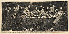 The Last Supper, Jan Muller  Netherlandish, Engraving printed from three plates on three sheets; New Holl.'s first state of three