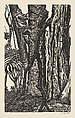 Harvesting Chicle (Hombre in el Arbor), Ángel Bracho Mexican, Linocut