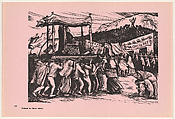 Cerro del Cubilete: Start of the Cristero Rebellion (El cerro de El Cubilete: comienzo de la agitación cristera. 11 de enero de 1923), Plate 99 from "450 Años de Lucha: Homenaje al Pueblo Mexicano" (450 Years of Struggle: Homage to the Mexican People), Alberto Beltrán Mexican, Offset lithograph