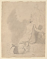 Classical Figures, after Charles Le Brun, John Hamilton Mortimer British, Pen and pale black ink and gray wash over black chalk (recto); graphite (verso)