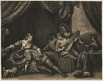 Brothel Scene, Wallerant Vaillant Dutch, Mezzotint; copy b