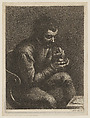 Draughtsman with an Ink-Pot and a Pen, Wallerant Vaillant Dutch, Mezzotint
