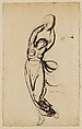 A Nymph dancing with a tambourine, George Romney British, Graphite and brown wash (recto); graphite (verso)