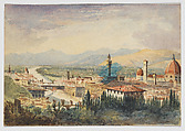 View of Florence from the Basilica di San Miniato al Monte, Anonymous, British, 19th century  British, Watercolor