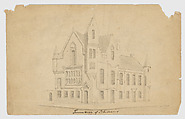 St. Andrews Town Hall, Sir Charles Barry  British, Brush and gray wash over pen and ink