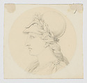 Profile of Athena (?), Anonymous, French, 19th century French, Brush and yellow watercolor over graphite