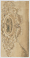 Design for a Cartouche with a Violin and Scrolls, Anonymous, French, 19th century French, Brush and brown wash over pen and ink