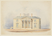 Design for a Classical Country House, Entrance Elevation, Anonymous, British, 19th century British, Watercolor, pen and ink