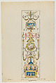 Designs for wall panels, Anonymous, French, 19th century, Pen and ink and watercolor