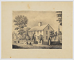 Federal House with Lyre-design Fence, Anonymous, American, 19th century, Ink wash over graphite