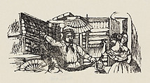 People talking to a shop vendor at a dry goods counter, illustration for 'Don Bullebulle', Gabriel Vicente Gahona (Picheta) (Mexican, Mérida, Mexico 1828–1899 Mérida), Wood engraving