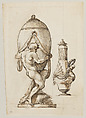 Two Designs for Vases (recto); Variant Design for a Vase (verso), Ennemond Alexandre Petitot (French, Lyons 1727–1801 Parma), Pen and brown ink, brush and brown wash, over black chalk underdrawing (recto); pen and brown ink (verso)